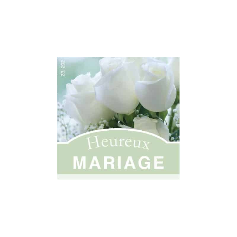 Étiquette carrée "Heureux mariage "