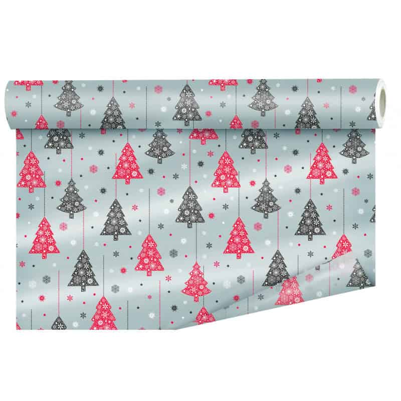 Papier imprimé sapin de Noël L. 40 M x l. 80 cm Papier imprimé sapin de Noël L. 40 M x l. 80 cm