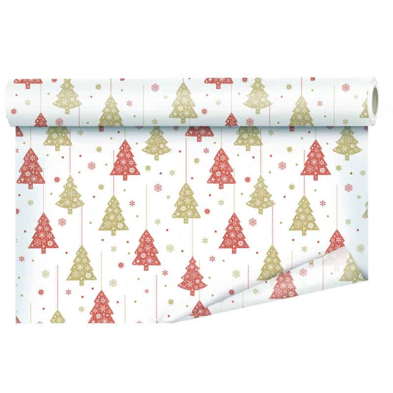 Papier imprimé sapin de Noël L. 40 M x l. 80 cm Papier imprimé sapin de Noël L. 40 M x l. 80 cm