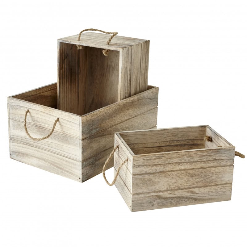 Lot de 3 caisses de bois grisé Lot de 3 caisses de bois grisé