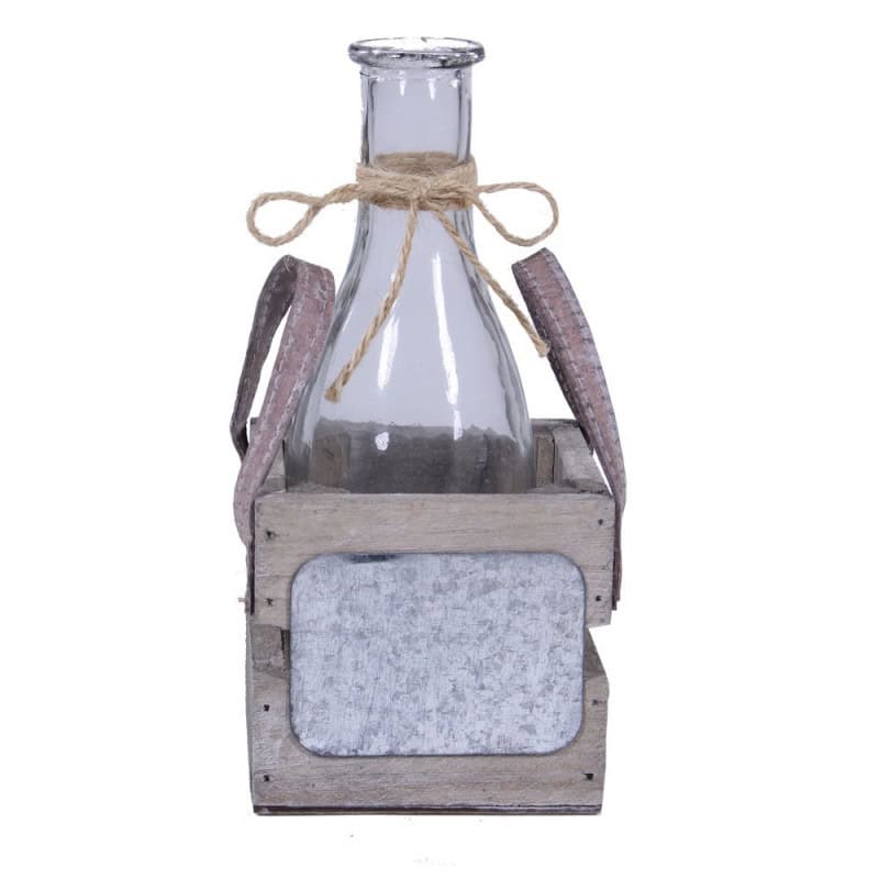 Bouteille boite bois anses Bouteille boite bois anses
