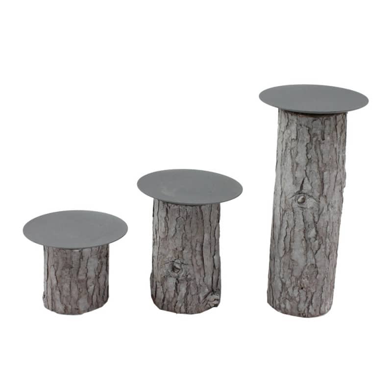 Set de 3 bougeoirs bois Set de 3 bougeoirs bois