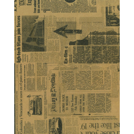 Papier kraft vergé fantaisie fleurs et musique