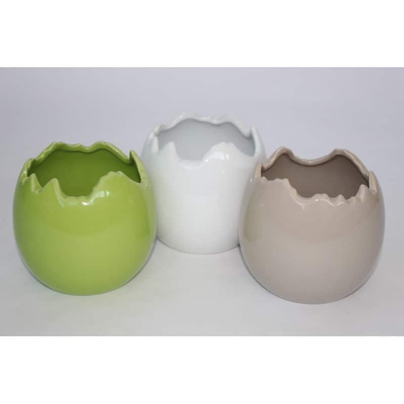 Pot rond oeuf céramique multicoloris D. 8.5 x H. 7.5 cm Pot rond oeuf céramique multicoloris D. 8.5 x H. 7.5 cm