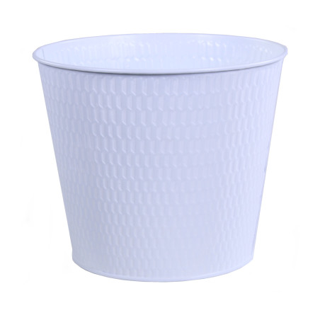 pot de fleurs rond en zinc texturé Ginseng - materiel fleuriste