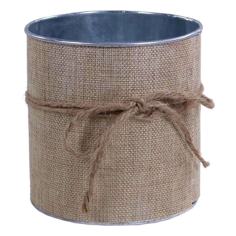 Pot de fleurs en zinc extérieur toile de jute Calla - grossiste en décoration Pot de fleurs en zinc extérieur toile de jute Calla - grossiste en décoration