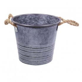 Cache-pot zinc naturel et anses cordes Dydy - Grossiste fleuriste