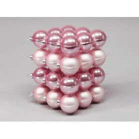 Boules de Noël en verre différentes tailles - Mélange rose poudré - Grossiste fleuriste