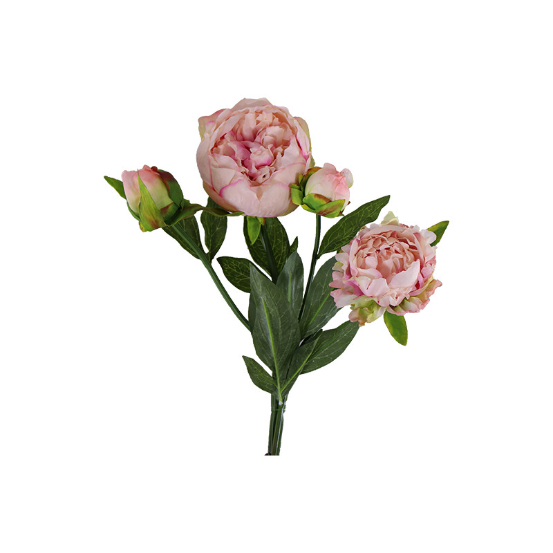 Pivoine 2 fleurs et 1 bouton 51 cm