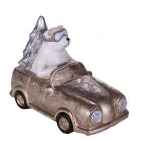 Ours voiture Martoni - décoration vitrine fleuriste noel