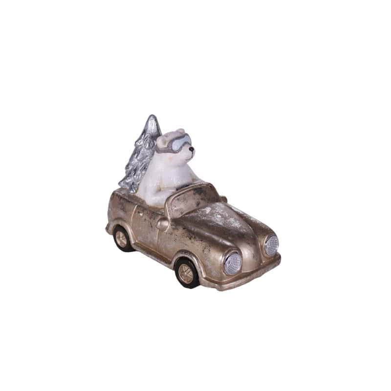 Ours voiture Martoni - décoration vitrine fleuriste noel