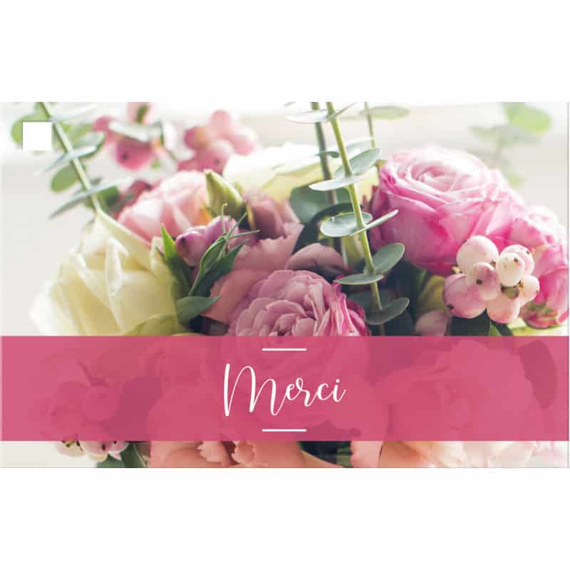 15 cartes de circonstance Merci - Grossiste fleuriste décoration roses