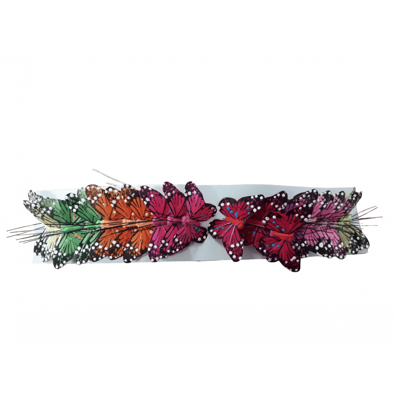 24 papillons sur pic Julieka - Grossiste pour fleuriste décoration