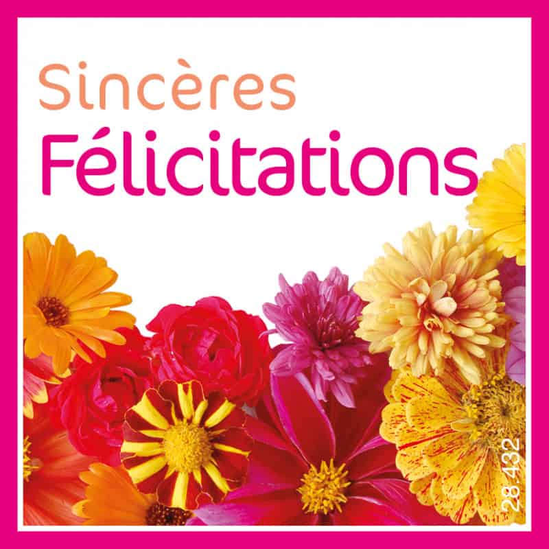 Étiquettes adhésives Sincères félicitations - Grossiste fleuriste déco