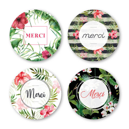 Étiquettes adhésives Merci - Grossiste fleuriste décoration matériel