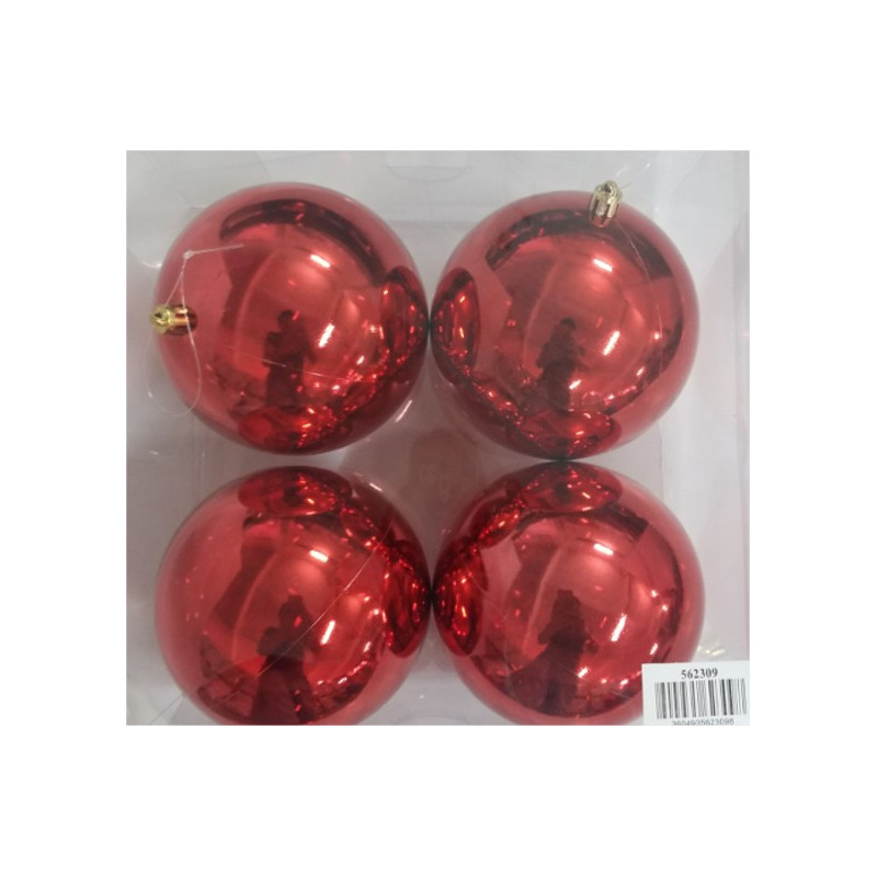 Boîte de 4 boules de Noël brillantes - Grossiste fleuriste décoration
