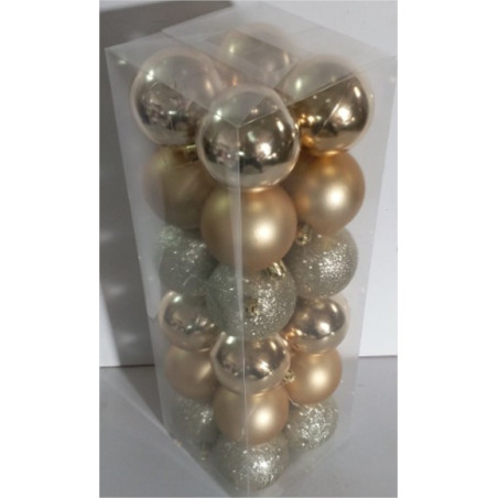 Boîte de 24 boules de Noël - Grossiste fleuriste décoration noel