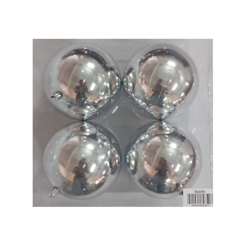 Boîte de 4 boules de Noël brillantes - Grossiste fleuriste décoration