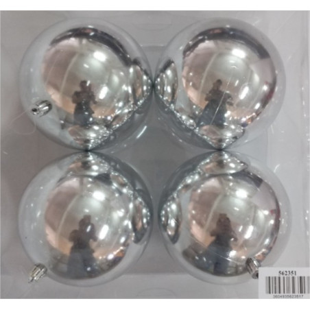 Boîte de 4 boules de Noël brillantes - Grossiste fleuriste décoration