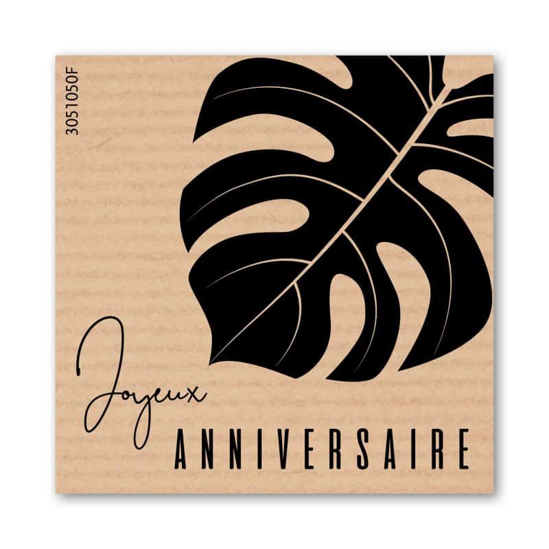 Etiquettes adhésives carrées kraft Joyeux anniversaire - Grossiste fleuriste déco