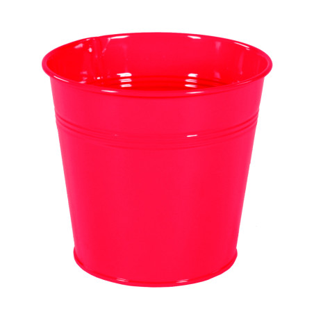 Cache-pot en zinc rouge Chrismy - Grossiste fleuriste déco noel st val