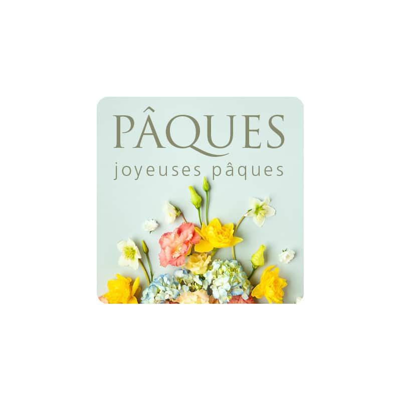 Etiquettes adhésives "joyeuses Pâques" Loia D.35x35mm- grossiste Pâques