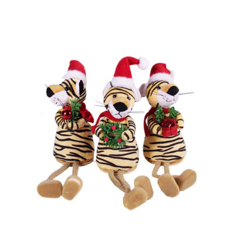 Tigres de Noël avec pattes molles - Décoration fleuriste animaux