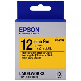 Epson LK-4YBP ruban d'étiquettes - noir sur jaune pastel 12 mm - grossiste imprimante deuil