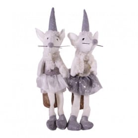 Souris Noël avec pattes molles assorties - Décoration animaux Renaud