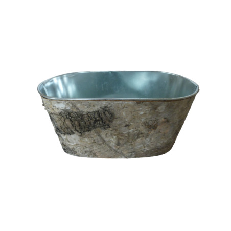 Jardinière zinc ovale écorce - grossiste accessoires fleuriste