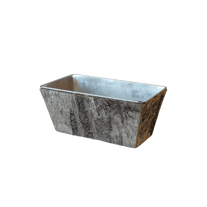 Jardinière zinc rectangle écorce - grossiste accessoires fleuriste