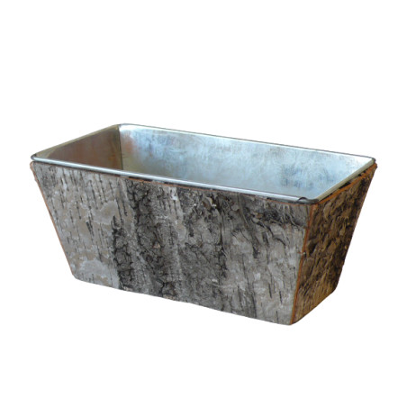 Jardinière zinc rectangle écorce - grossiste accessoires fleuriste