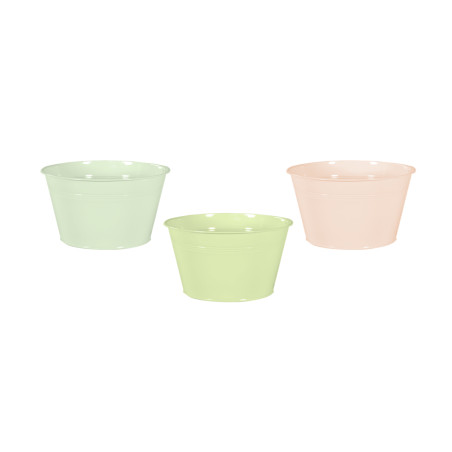 Coupe zinc nuances de vert - D. 19cm x H. 8cm - grossiste fleuriste