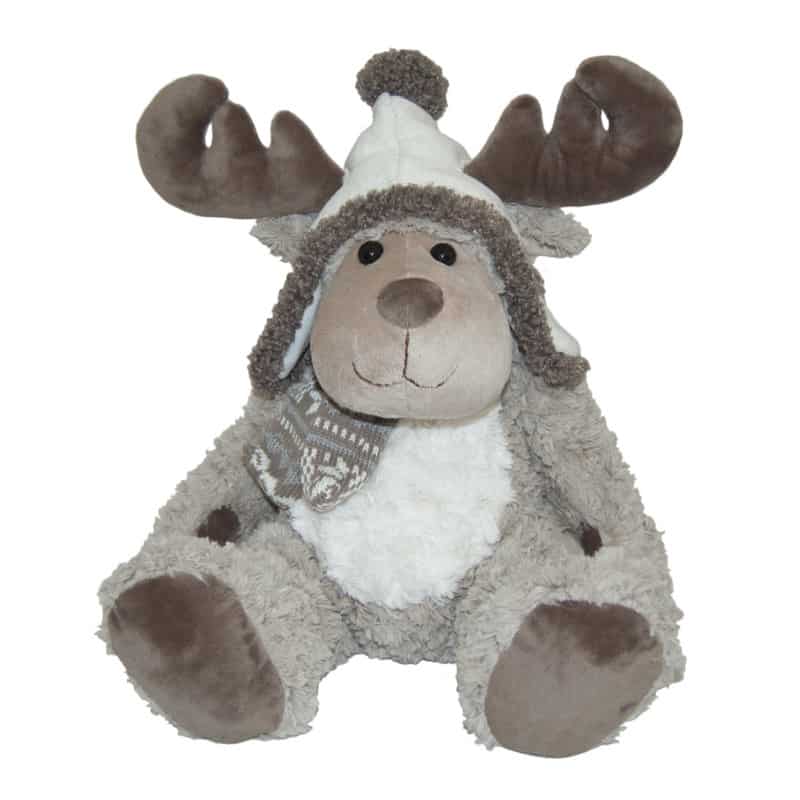 Peluche renne avec chapeau et écharpe - grossiste en déco Peluche renne avec chapeau et écharpe - grossiste en déco
