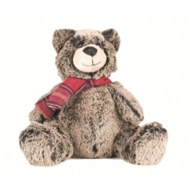 Ours gris chiné écharpe rouge Cadame - H. 20cm - grossiste déco enfant