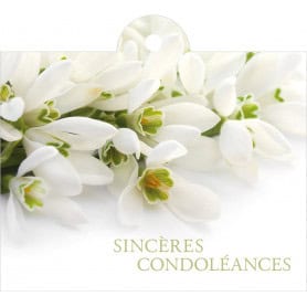 Carte de Condoléances  - Sincères Condoléances  avec enveloppe