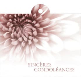 Carte de Condoléances  - Sincères Condoléances  avec enveloppe