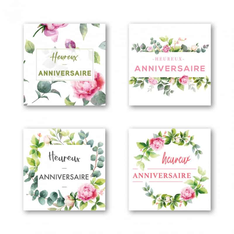 Étiquette adhésive "heureux anniversaire" - Romalu - grossiste fleuriste Étiquette adhésive "heureux anniversaire" - Romalu - grossiste fleuriste