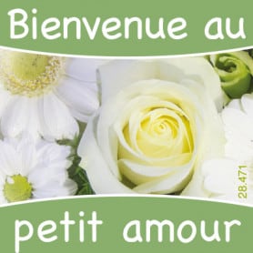 Etiquettes adhésives "Bienvenue au petit amour" Capia - Grossiste cadeau naissance bébé félicitations