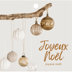 Carte carrée "Joyeux Noël" 12 pièces - Massyla