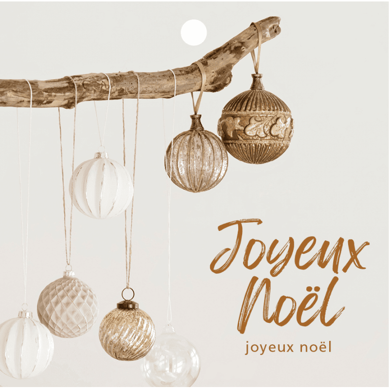 Carte carrée "Joyeux Noël" 12 pièces - Massyla
