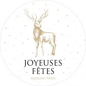 Etiquettes rondes "Joyeuses fêtes" Nald - D.12cm - grossiste carterie noel