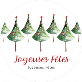 Etiquettes rondes "Joyeuses fêtes" Nalda - D.12cm - grossiste noel carte