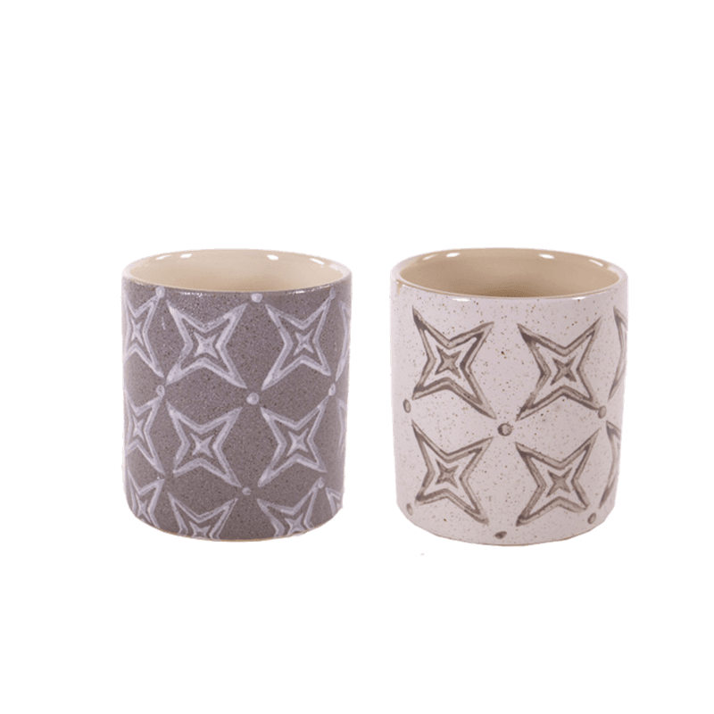 Pot cylindre avec motifs étoiles - Grossiste fleuriste contenant compo