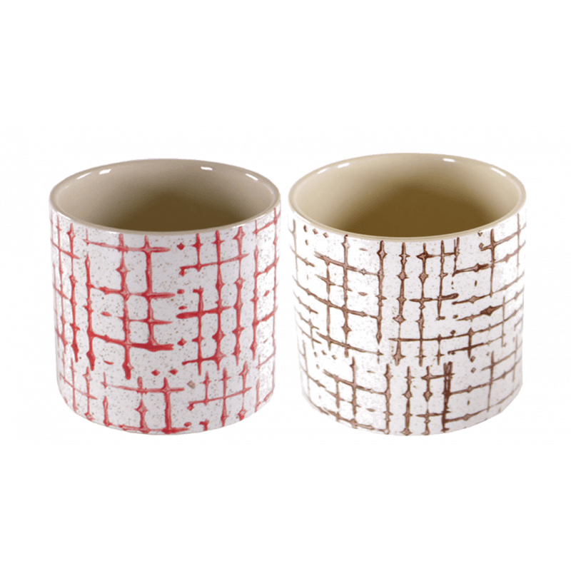 Pot cylindre quadrillage - fleuriste contenant composer décoration