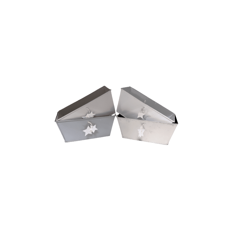 Pot rectangle zinc avec étoiles Hela - grossiste noël contenant