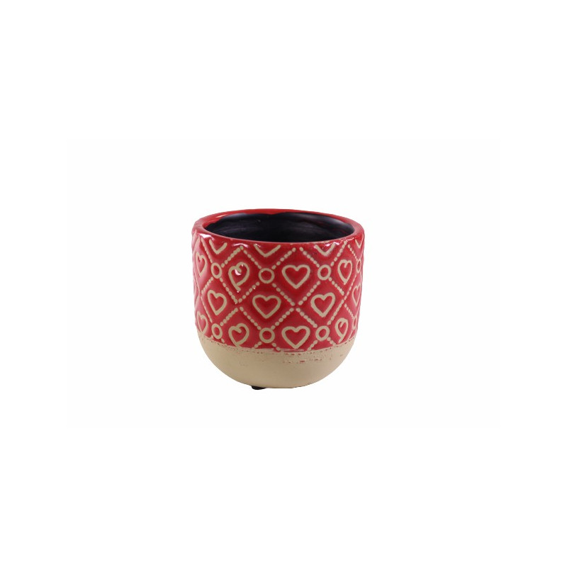 Cache-pot rond en céramique - Grossiste déco fleurs St Valentin pot