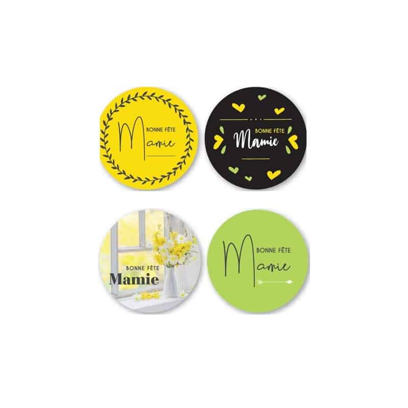 Étiquettes adhésives rondes - Fête des grands-mères grossiste déco Étiquettes adhésives rondes - Fête des grands-mères grossiste déco