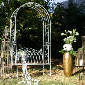 Banc en métal blanc - décoration événementiel