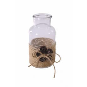 Bouteille en verre cordage et fleurs - Grossiste fleuriste déco design